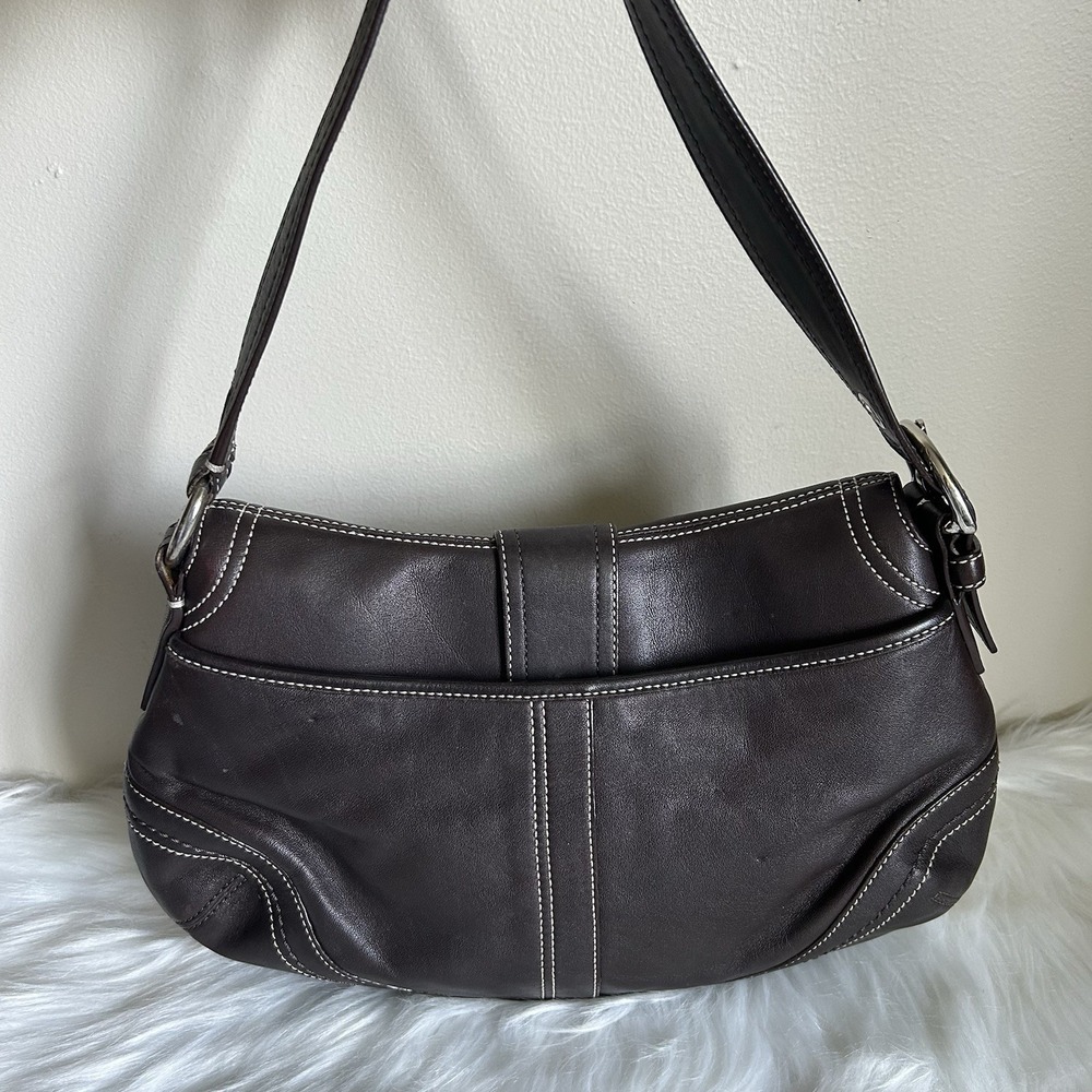 Coach Soho Flap Dark Brown Leather Shoulder Bag J0776-F10910 Excellent - Picture 3 of 13